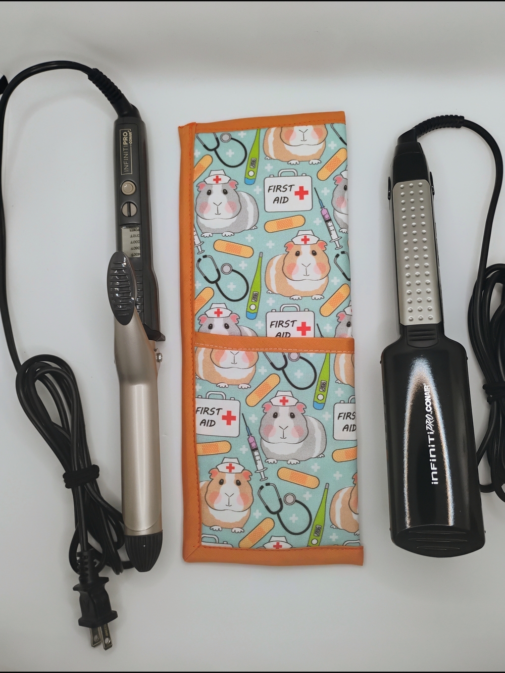 Guinea Pig  Pattern Heat Resistant Flat Iron or Curling Iron Travel Pouch
